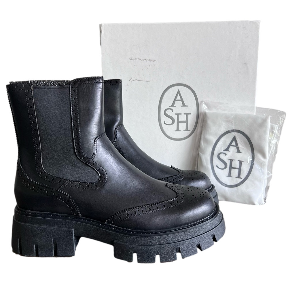 ASH Women's NEW Lover Chelsea Black Leather Boot Size 40 aka 9 #B1581